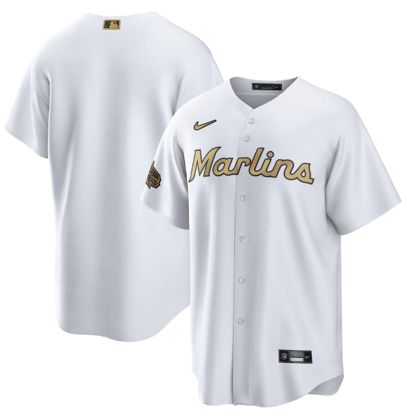 Men's Miami Marlins Blank 2022 All-Star White Cool Base Stitched Baseball Jersey Men's Miami Marlins Blank 2022 All-Star White Cool Base Stitched Baseball Jersey
